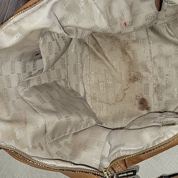 Michael Kors Brown Leather Satchel Shoulder Bag Hobo Tote - Picture 10 of 16